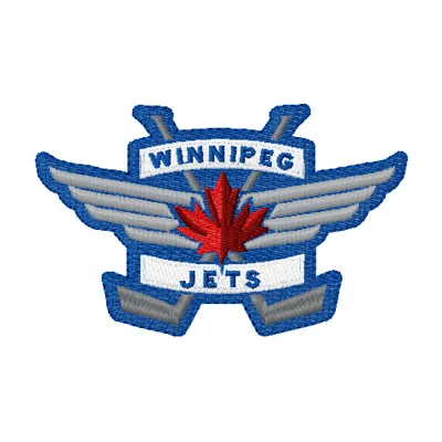 Embroidery design preview of the Jets NHL Logo 3, showcasing intricate stitching for hockey fans.