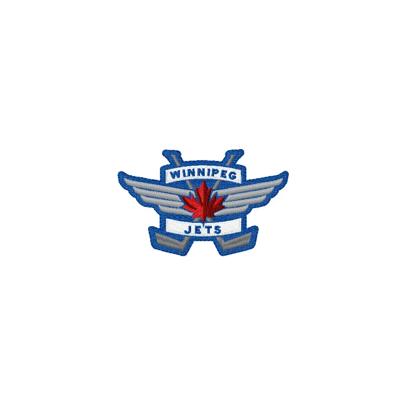 Embroidery design preview of the Jets NHL Logo 3, showcasing intricate stitching for hockey fans.