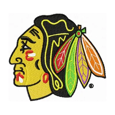 Chicago Blackhawks logo embroidery design showcasing intricate details, perfect for stitching on apparel or accessories.