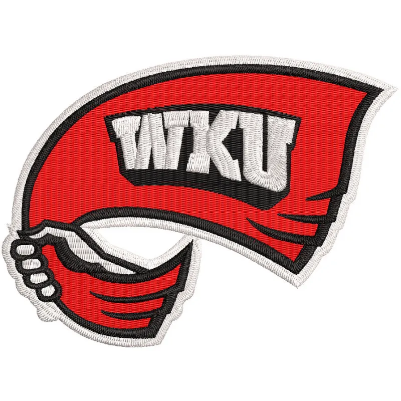 Embroidery design preview of the Western Kentucky Hilltoppers logo featuring vibrant colors and clean edges.