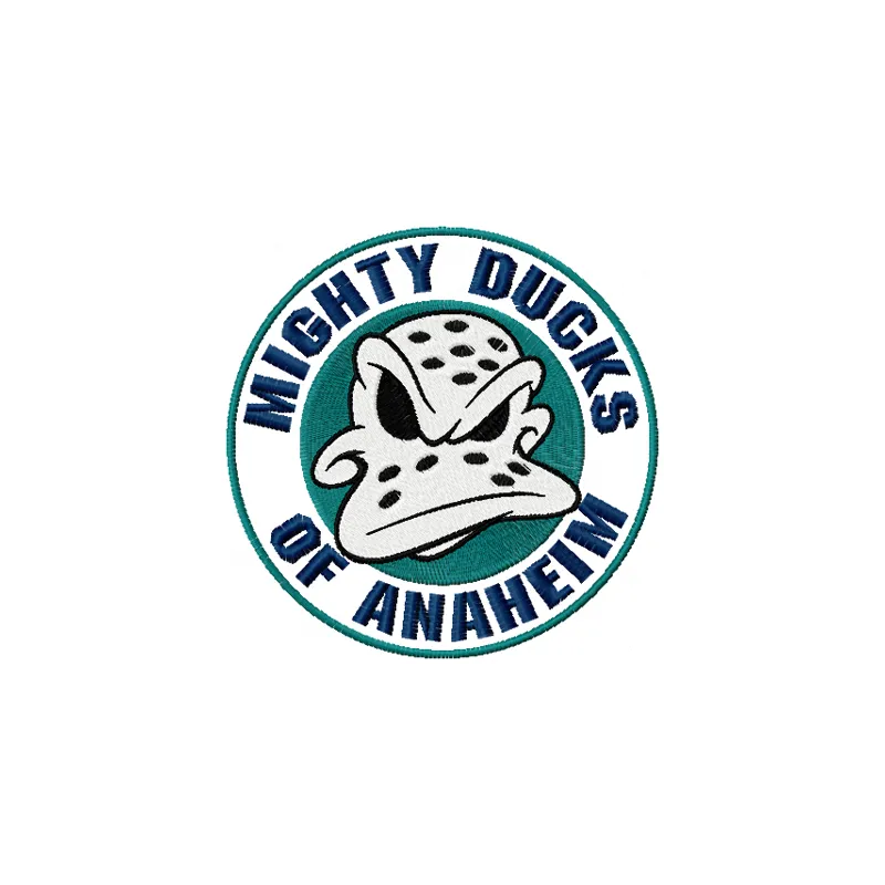 Anaheim Mighty Duck embroidery design showcasing the team's logo, ideal for stitching on jackets or sports gear.