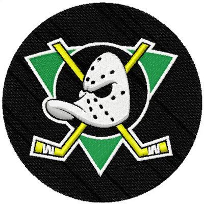 Embroidery design featuring the Anaheim Mighty Duck hockey club logo, perfect for sports-themed projects.