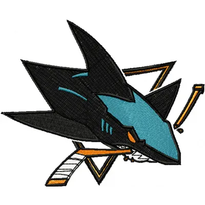 San Jose Sharks logo embroidery design showcasing a stitched motif for hockey enthusiasts.