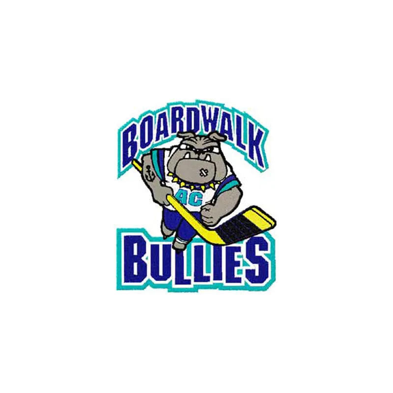 Atlantic City Boardwalk Bullies logo embroidery design showcasing vibrant stitching for hockey enthusiasts.