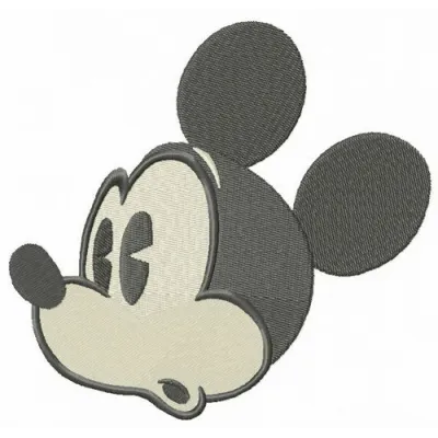 Surprised Mickey Mouse embroidery design showcasing a playful expression, ideal for t-shirts and tote bags.