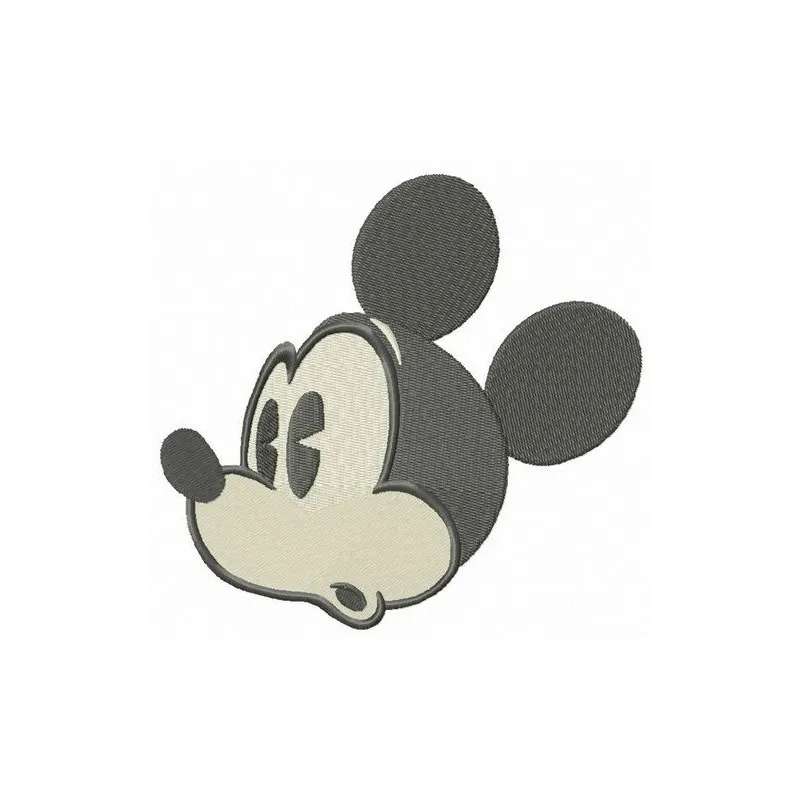 Surprised Mickey Mouse embroidery design showcasing a playful expression, ideal for t-shirts and tote bags.