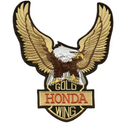 American style embroidery design featuring the Honda Goldwing logo, ideal for stitching on apparel and accessories.