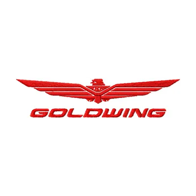 Honda Goldwing logo embroidery design showcasing intricate stitching patterns for motorcycle enthusiasts.