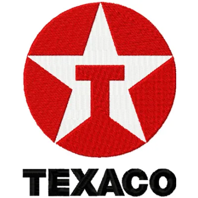 Texaco Logo embroidery design preview, showcasing a detailed stitched motif for auto and moto projects.