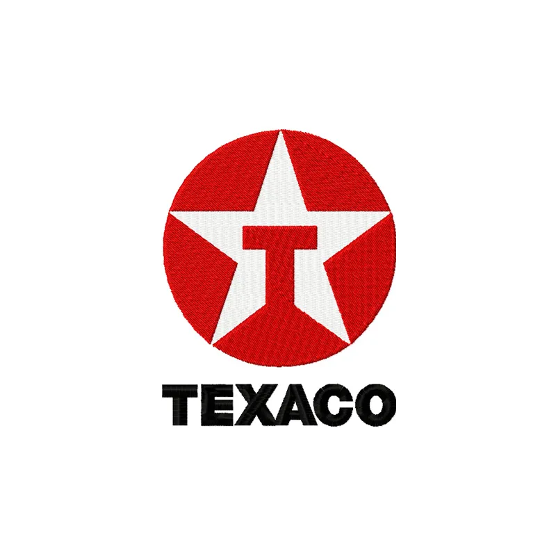Texaco Logo embroidery design preview, showcasing a detailed stitched motif for auto and moto projects.