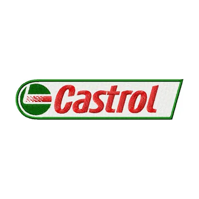 Preview of Castrol classic logo embroidery design for auto and moto enthusiasts, ideal for stitching on caps or jackets.