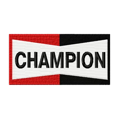 Preview of Champion Logo embroidery design, showcasing a stitched motif for auto and moto enthusiasts.