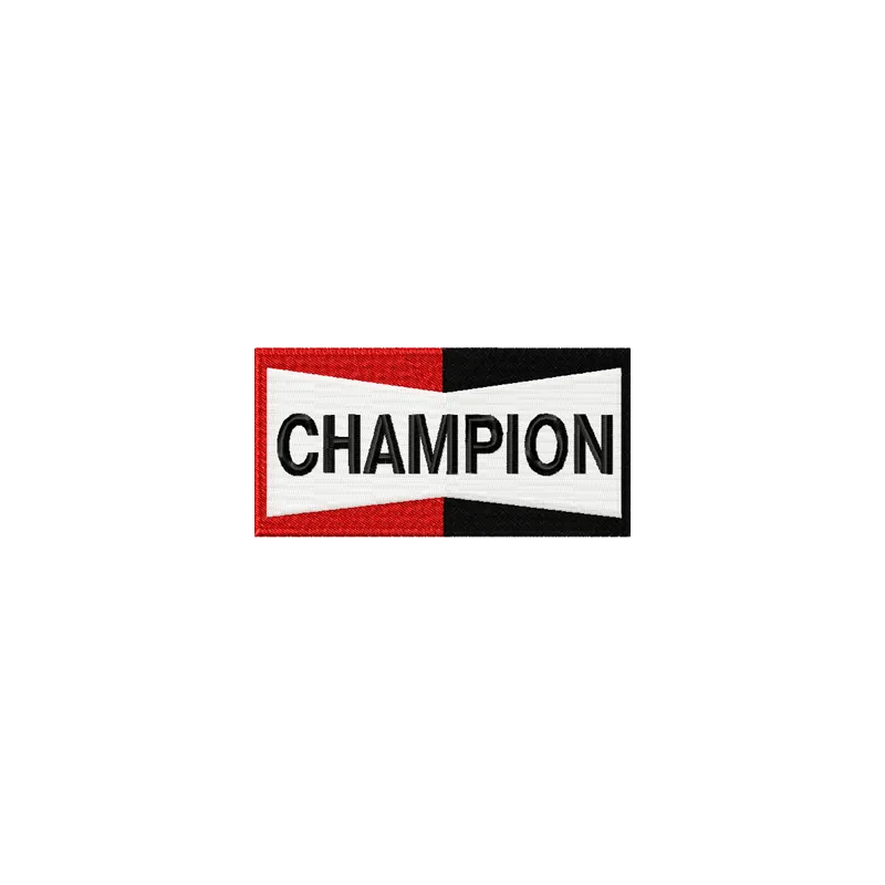Preview of Champion Logo embroidery design, showcasing a stitched motif for auto and moto enthusiasts.