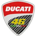 Ducati 46 Rossi logo embroidery design showcasing a vibrant motorcycle emblem for stitching on garments.