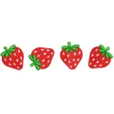 Embroidery design preview of vibrant strawberries in a detailed stitching pattern.