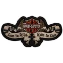 Live to Ride embroidery design featuring the iconic Harley Davidson logo, ideal for motorcycle enthusiasts.