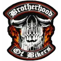 Brotherhood of Bikers patch embroidery design showcasing a bold and intricate stitched motif for motorcycle enthusiasts.