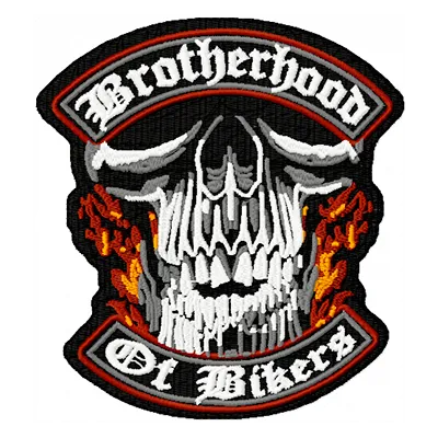 Brotherhood of Bikers patch embroidery design showcasing a bold and intricate stitched motif for motorcycle enthusiasts.