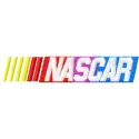 Nascar Racing logo embroidery design showcased on a vibrant fabric, ideal for auto enthusiasts and crafters.