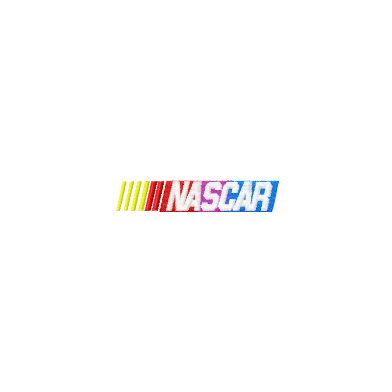 Nascar Racing logo embroidery design showcased on a vibrant fabric, ideal for auto enthusiasts and crafters.