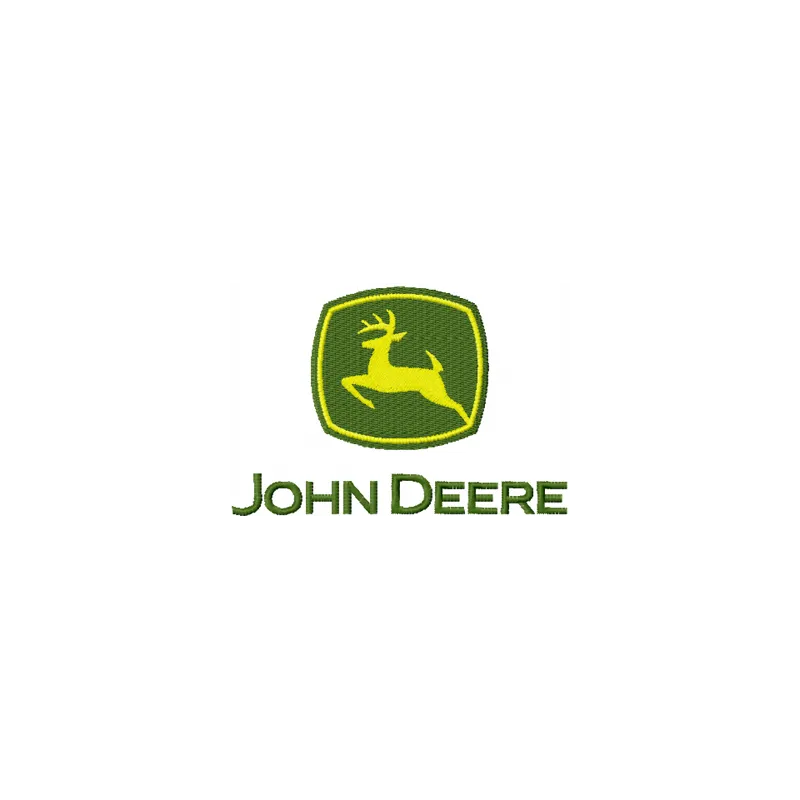 John Deere logo embroidery design preview showcasing intricate stitching patterns for auto and moto enthusiasts.