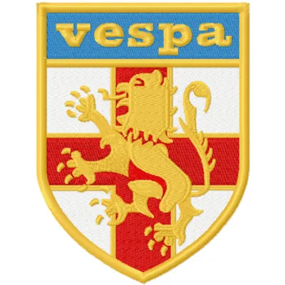 St George Vespa Shield logo embroidery design showcasing intricate stitching patterns for creative projects.