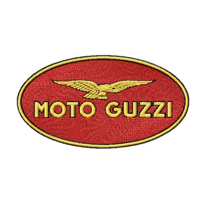 Embroidered Moto Guzzi logo design for auto and moto enthusiasts, showcasing intricate stitching patterns.