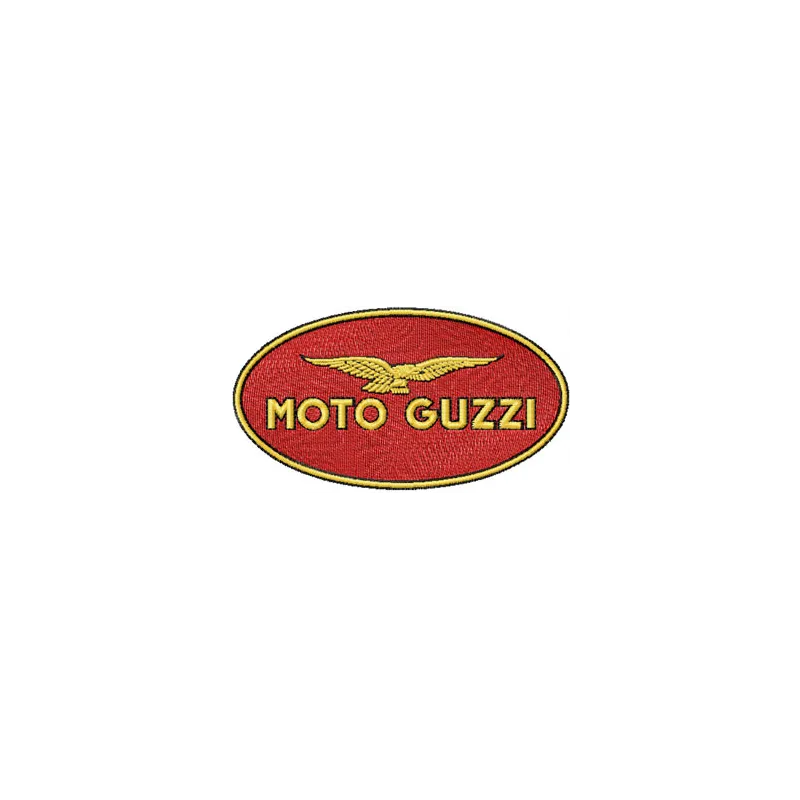 Embroidered Moto Guzzi logo design for auto and moto enthusiasts, showcasing intricate stitching patterns.