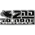 2nd to none bikerz logo embroidery design showcased on a denim jacket, featuring intricate stitching patterns.