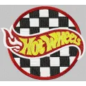 Hot Wheels Racing Logo embroidery design showcasing a vibrant stitched motif for auto enthusiasts.