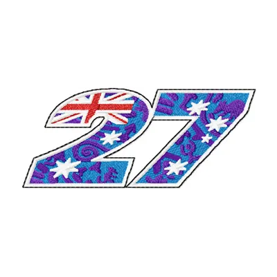 Preview of Casey Stoner 27 logo embroidery design, featuring a dynamic logo suitable for auto and moto projects.
