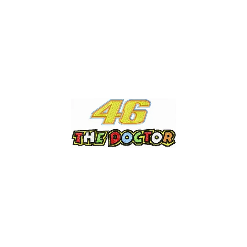 Preview of the 46 the doctor logo embroidery design, featuring a vibrant and detailed stitched pattern for auto and moto ent…