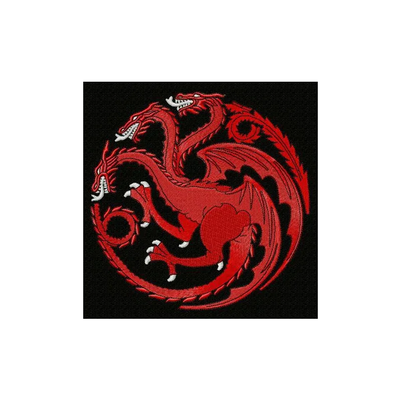 House Targaryen logo embroidery design featuring the iconic dragon emblem for Game of Thrones enthusiasts.