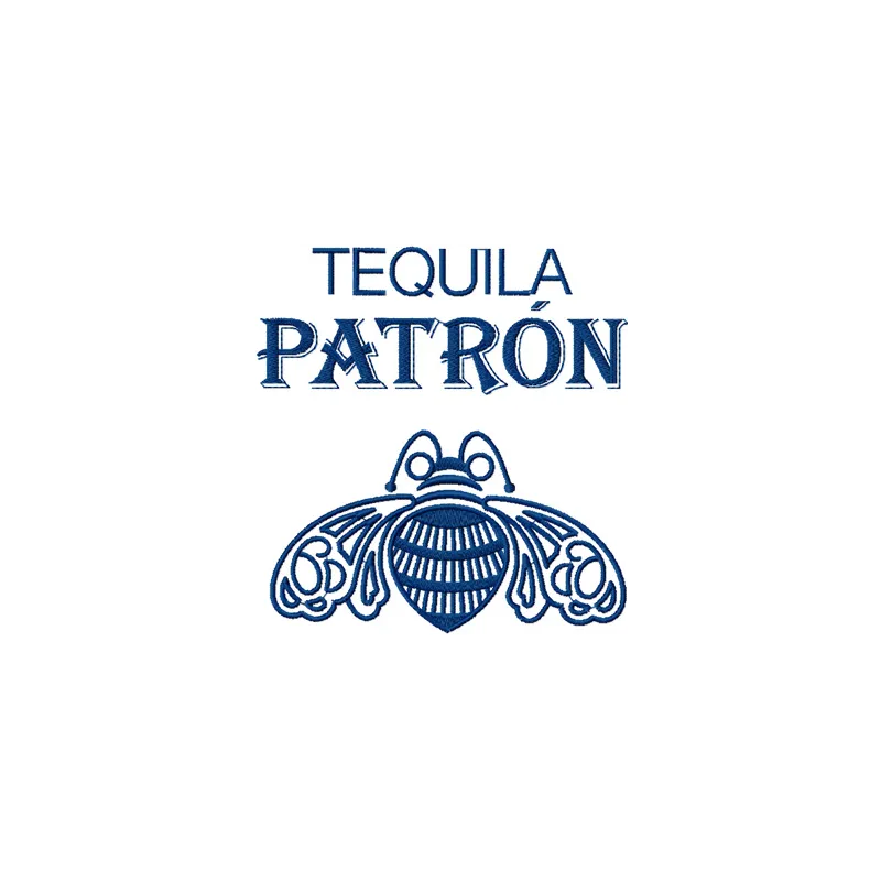 Tequila Patron embroidery design showcasing the iconic logo for creative stitching on apparel and accessories.