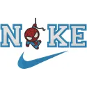 Embroidery design preview of Nike Spiderman logo featuring vibrant colors and detailed stitching.