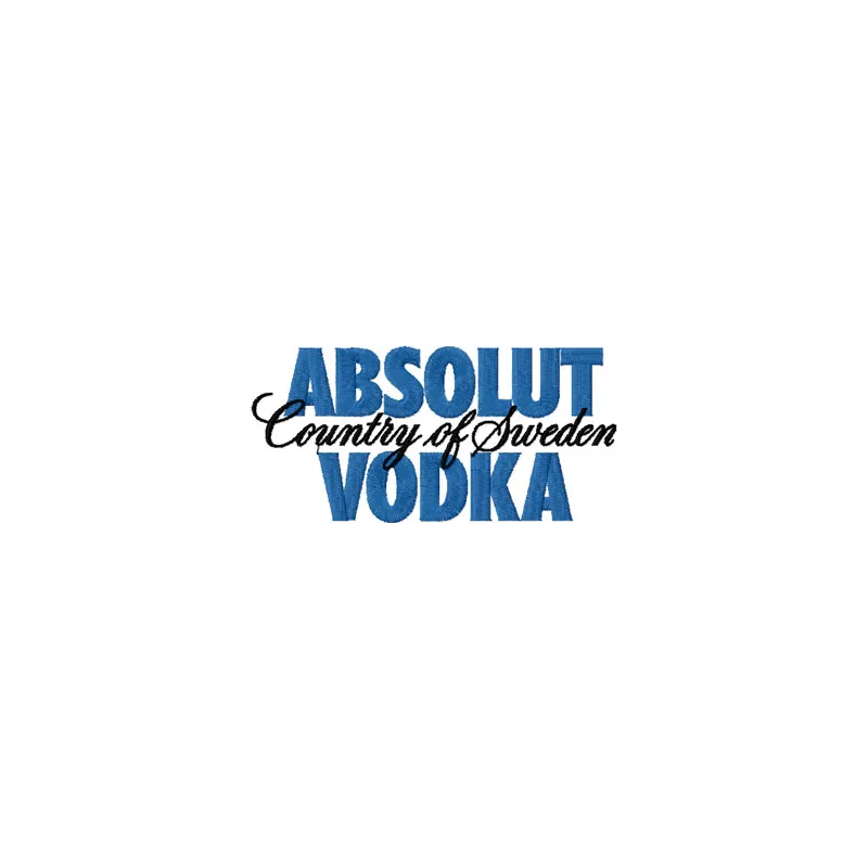 Embroidery design of the Absolut Vodka logo, ideal for stitching on apparel or accessories.