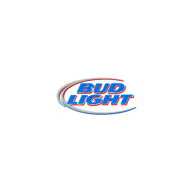 Bud Light logo embroidery design preview showcasing detailed stitching for apparel and accessories.