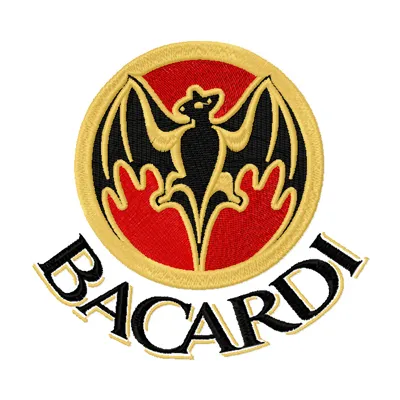 Preview of Bacardi bat logo embroidery design, showcasing intricate stitching for drink beverage logo projects.