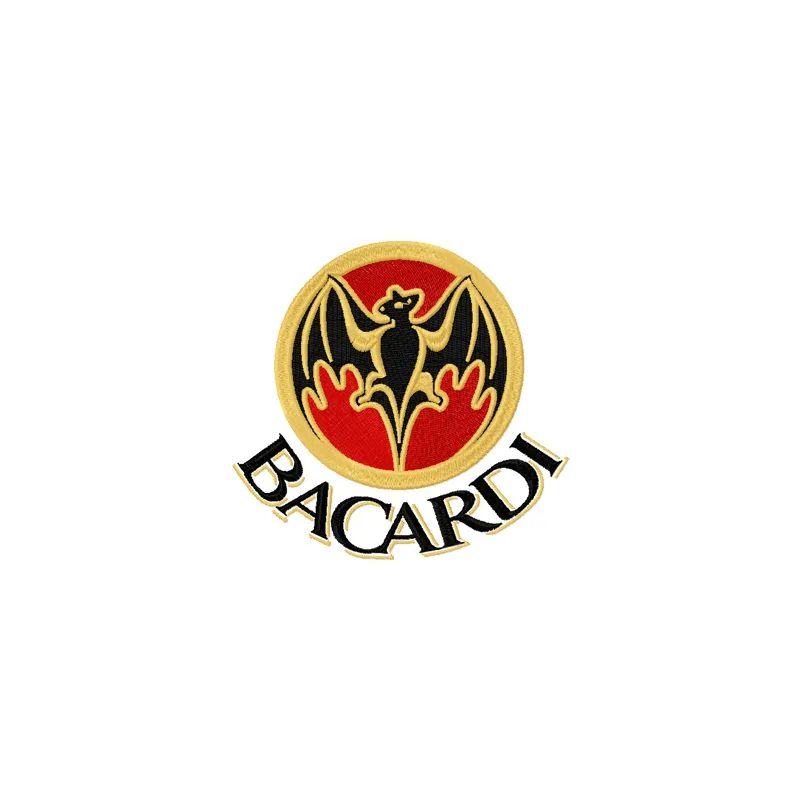 Preview of Bacardi bat logo embroidery design, showcasing intricate stitching for drink beverage logo projects.