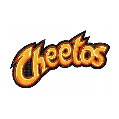Cheetos chips logo embroidery design showcasing vibrant colors for stitching on apparel and accessories.