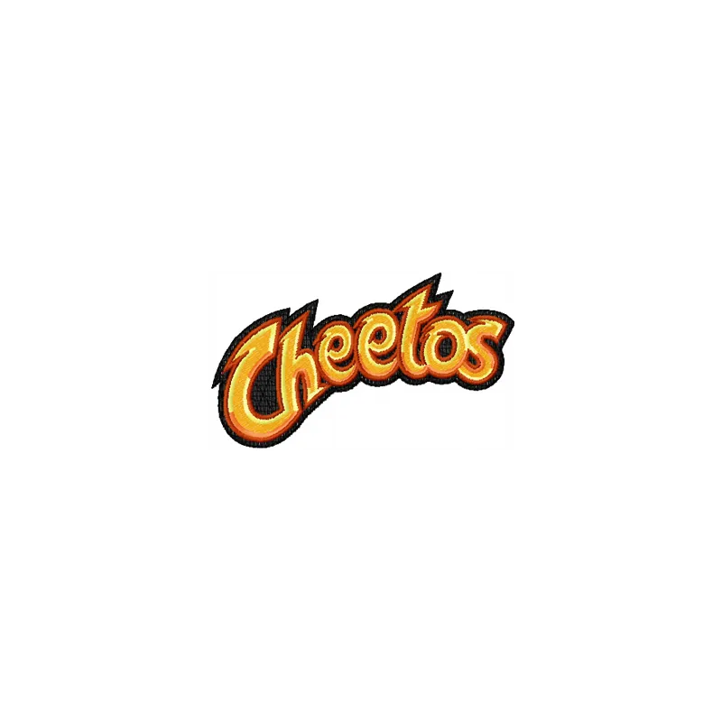 Cheetos chips logo embroidery design showcasing vibrant colors for stitching on apparel and accessories.