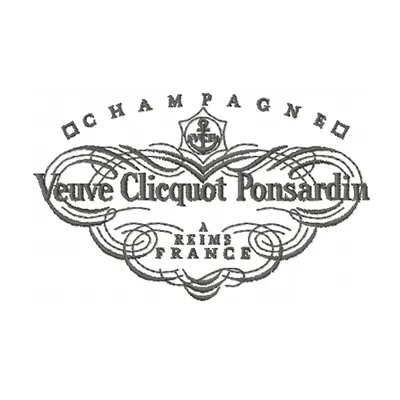 Veuve Clicquot Ponsardin champagne logo embroidery design preview for drink beverage projects.