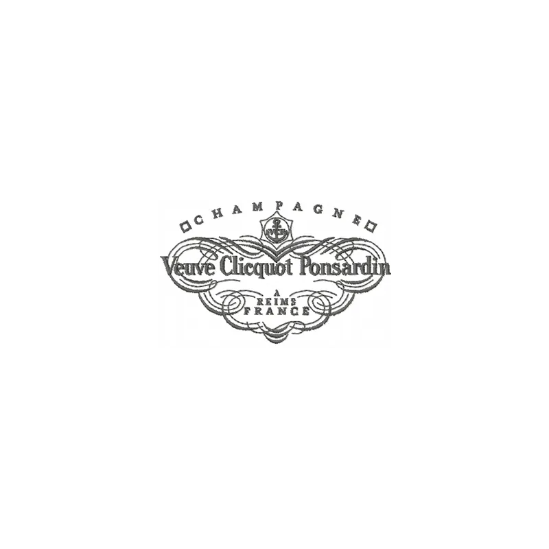Veuve Clicquot Ponsardin champagne logo embroidery design preview for drink beverage projects.
