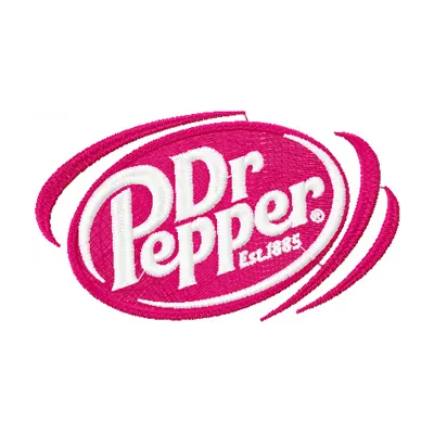 Dr Pepper embroidery design featuring the iconic logo, perfect for stitching on apparel and accessories.