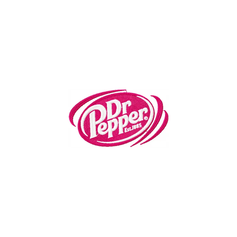 Dr Pepper embroidery design featuring the iconic logo, perfect for stitching on apparel and accessories.