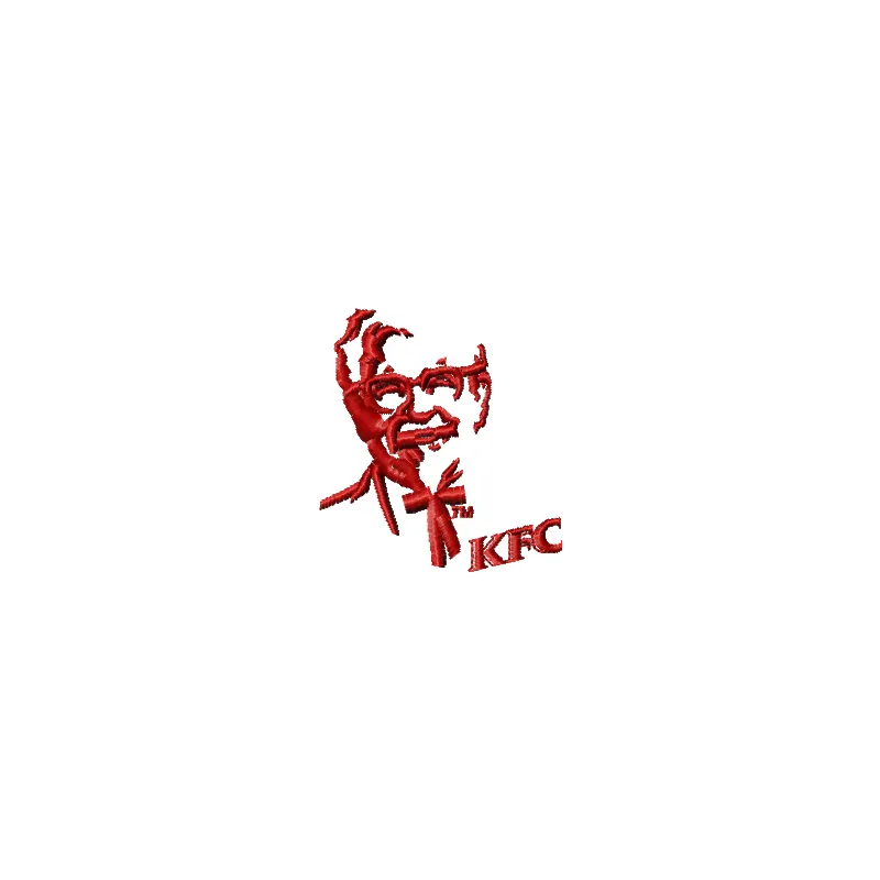 KFC small logo embroidery design preview showcasing a stitched motif ideal for caps and t-shirts.