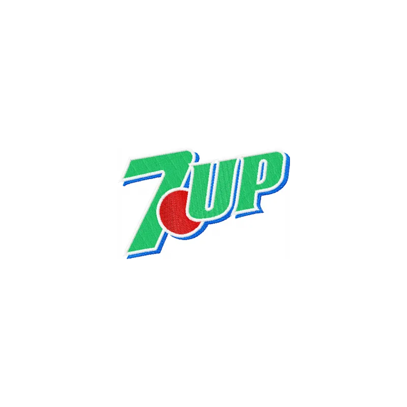 Embroidery design featuring the iconic 7up logo, perfect for creating unique drink-themed projects.