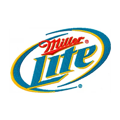 Miller Lite beer logo embroidery design featuring the iconic logo for creative stitching projects.