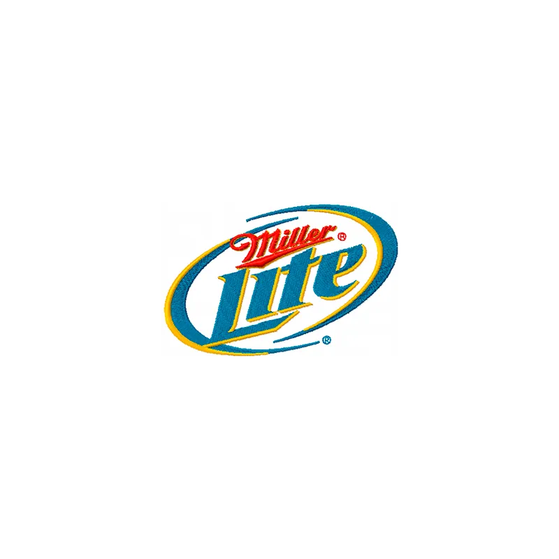 Miller Lite beer logo embroidery design featuring the iconic logo for creative stitching projects.