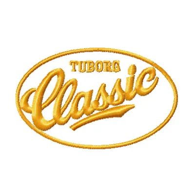 Tuborg Classic logo embroidery design preview showcasing intricate stitching patterns for beverage-themed projects.